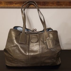 Coach Metallic Gray Shoulder Bag